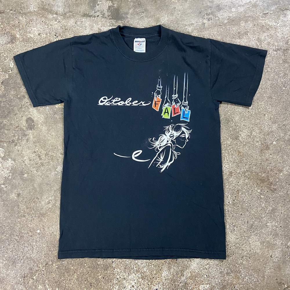 Vintage Y2K October Fall Band T-Shirt Size Small Black Pop Punk Music Graphic